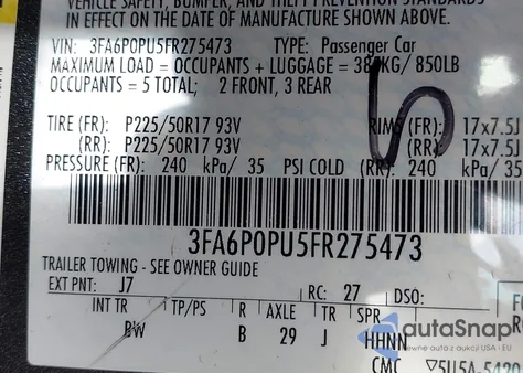 2015 Ford Fusion Energi Se Luxury из США, поврежденный, VIN 3FA6P0PU5FR275473